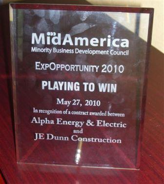 Alpha Energy and Electric Inc. receives MAMBDC the 2010 Award